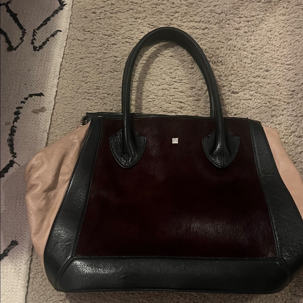Pour La Victoire Black and Burgundy Tote